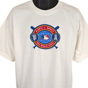 Vintage 2002 World Series T Shirt Mens Size XL White Giants Vs Angels Baseball